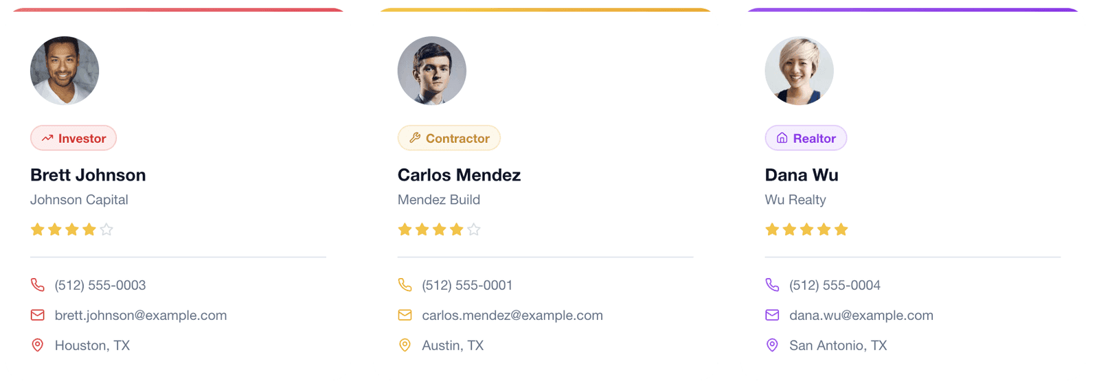 FlipOS CRM - contractors, lenders, realtors with ratings and custom fields